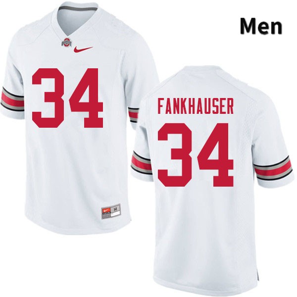 Ohio State Buckeyes Owen Fankhauser Men's #34 White Authentic Stitched College Football Jersey